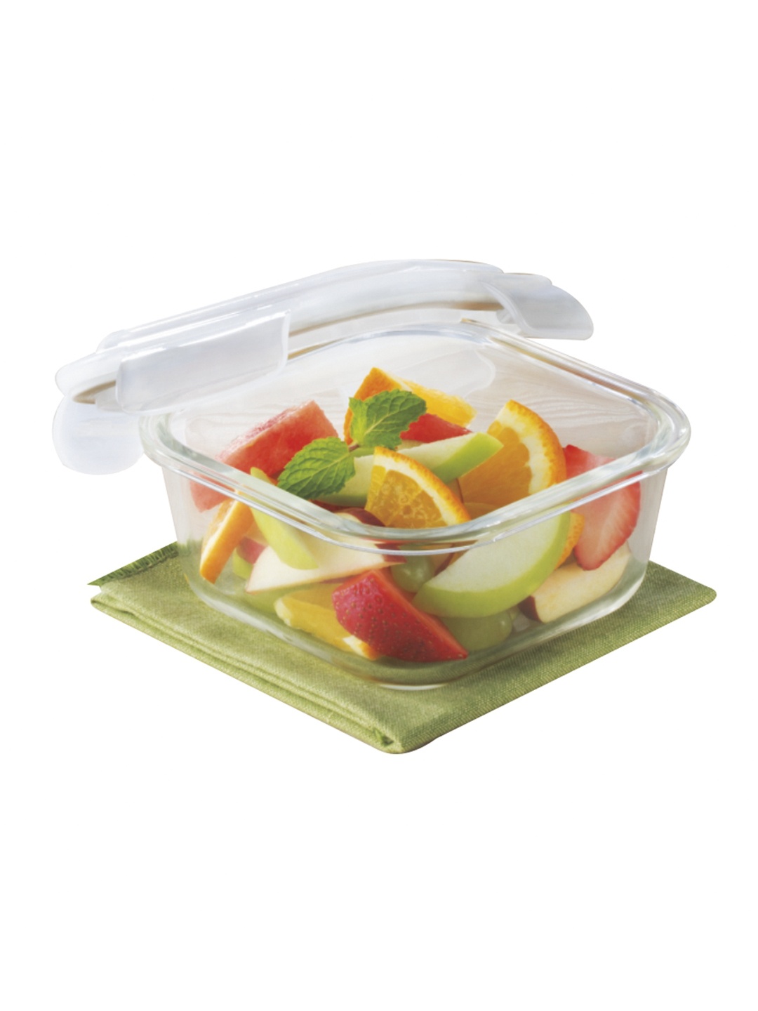 

BOROSIL Transparent & Blue Solid 4 Piece Borosilicate Glass Microwavable Lunch Box With Bag