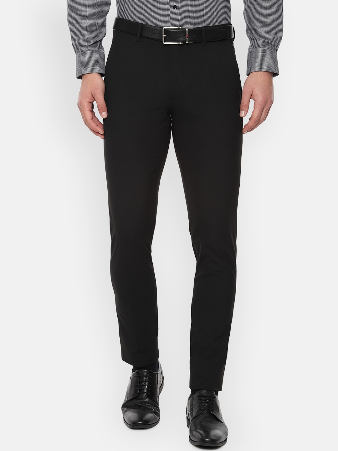 

Louis Philippe Men Black Slim Fit Solid Formal Trousers