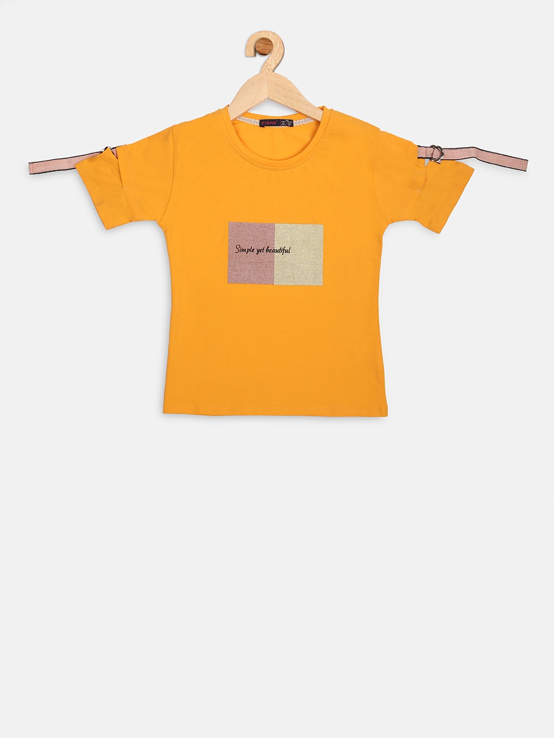 

Ziama Girls Mustard Yellow Printed Top
