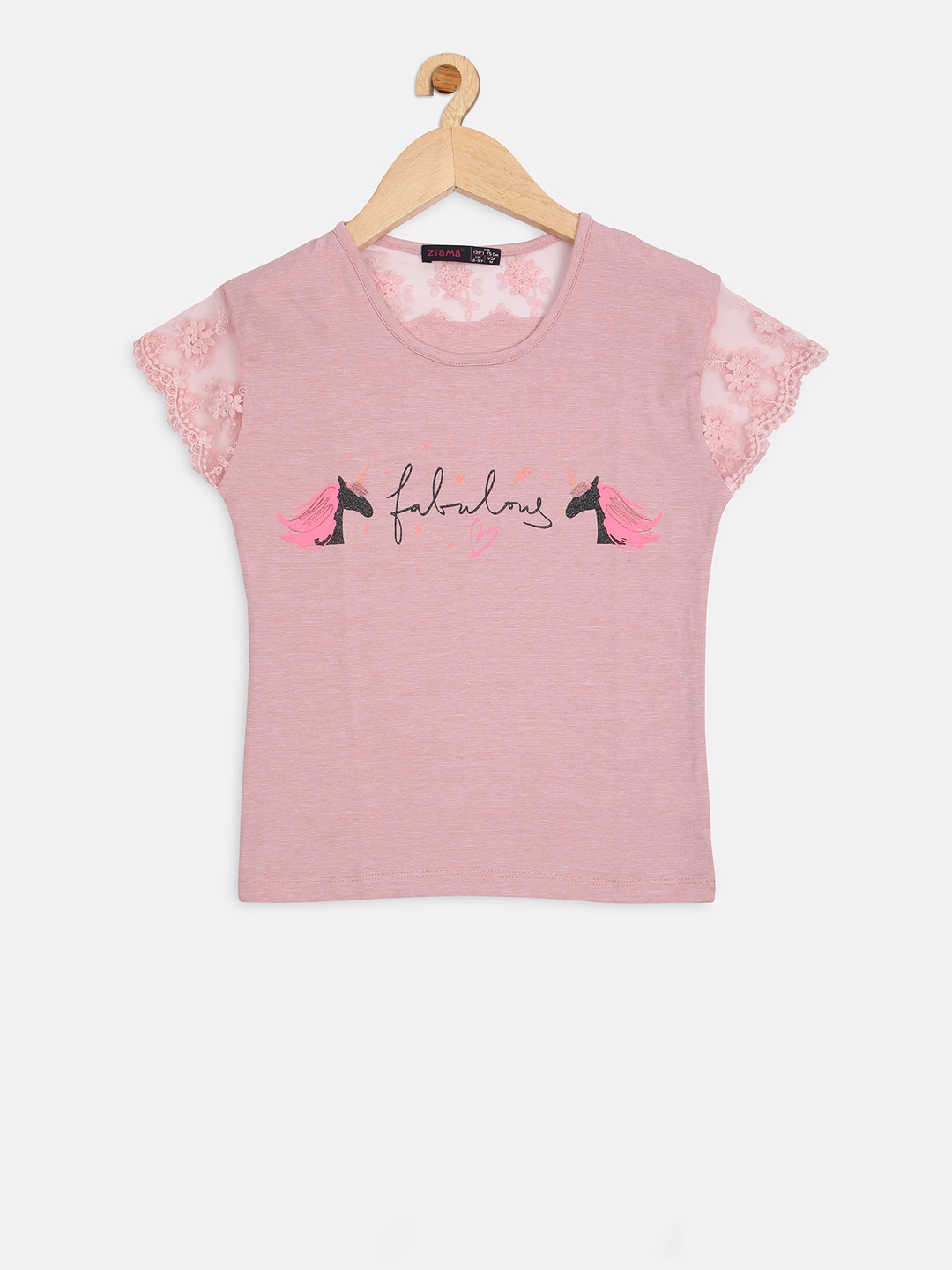 

Ziama Girls Peach-Coloured Printed Top