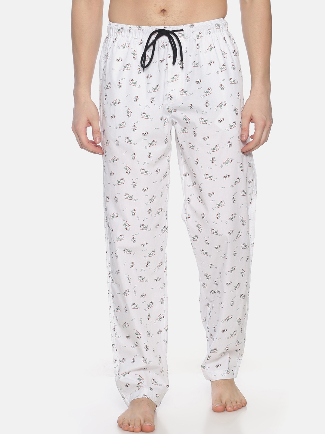 

Bene Kleed Men White Printed Anti Bacterial Pyjamas