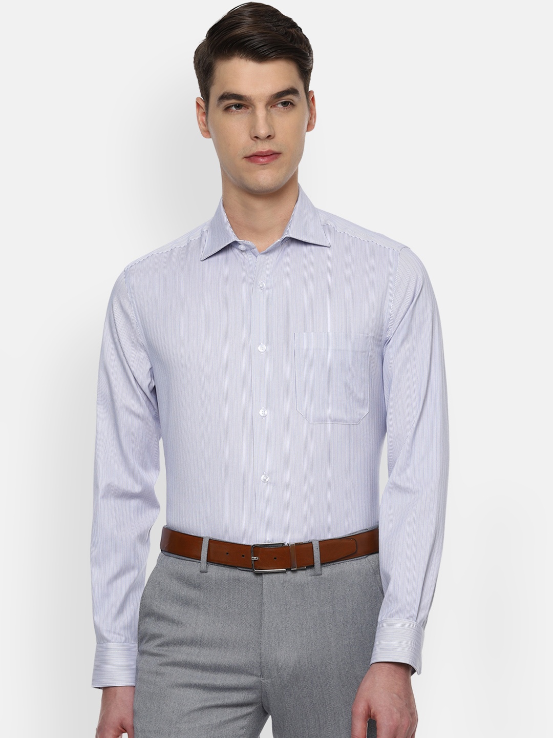 

Louis Philippe Men Blue Classic Regular Fit Striped Formal Shirt