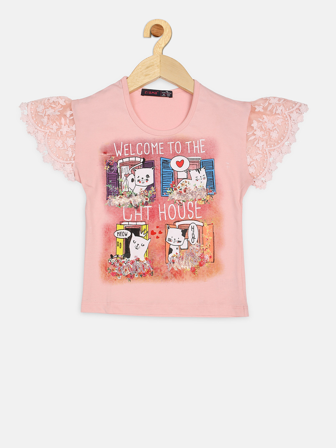 

Ziama Girls Pink Printed Top