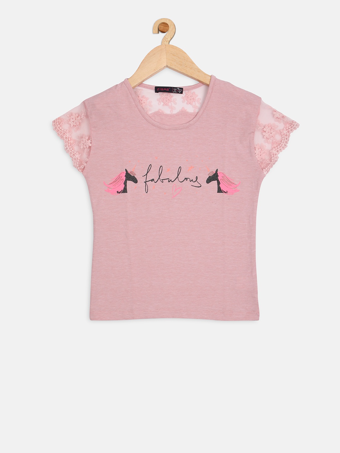 

Ziama Girls Peach-Coloured Printed Top