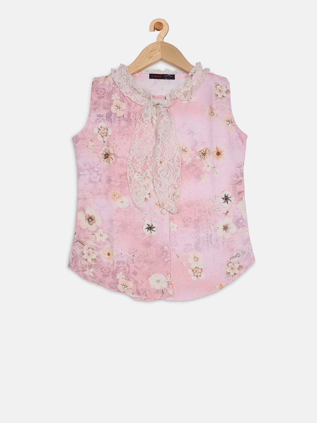 

Ziama Girls Pink Printed Top