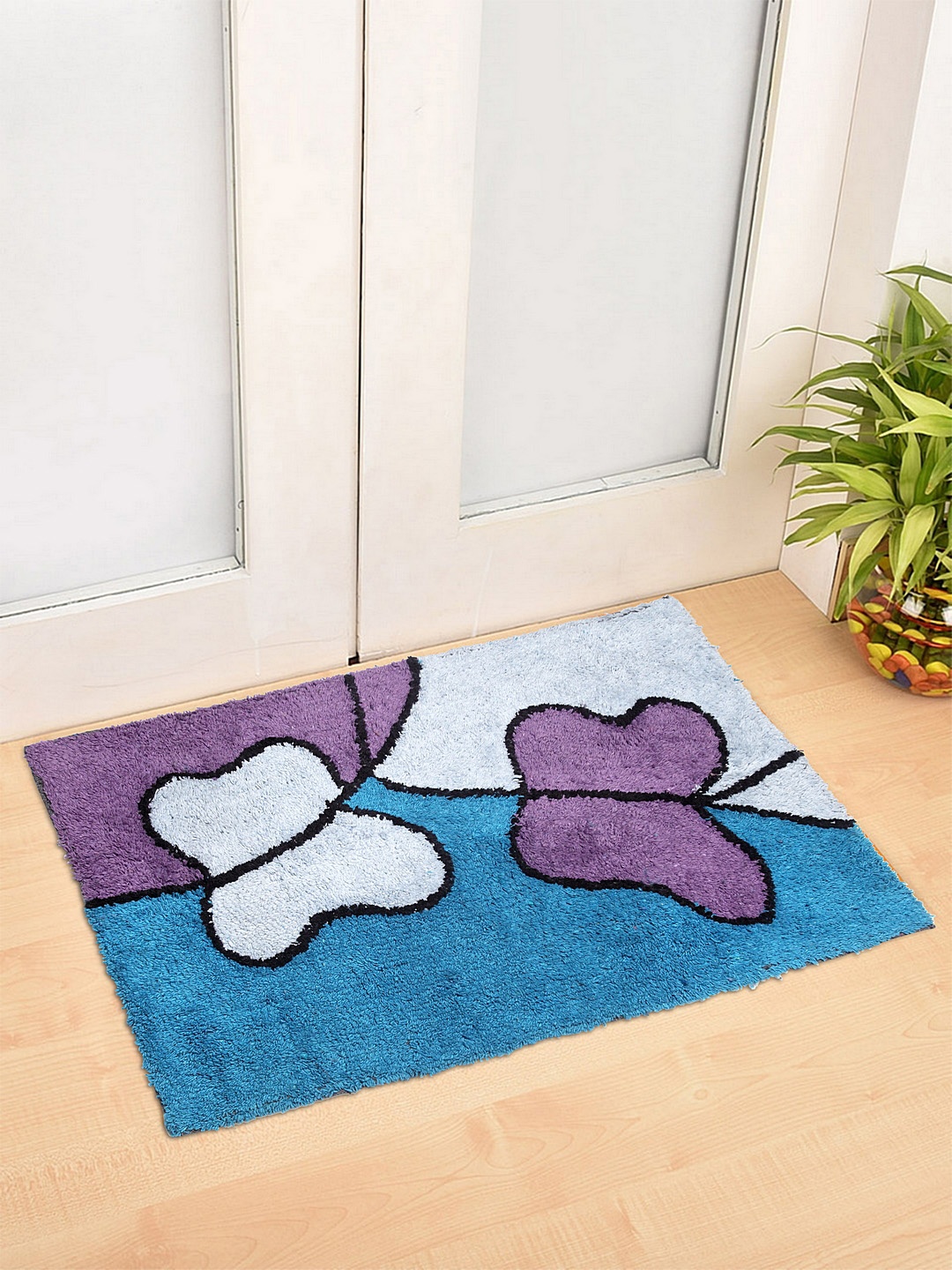 

HOSTA HOMES Purple & Blue Printed King Size Multipurpose Anti-Skid Doormat