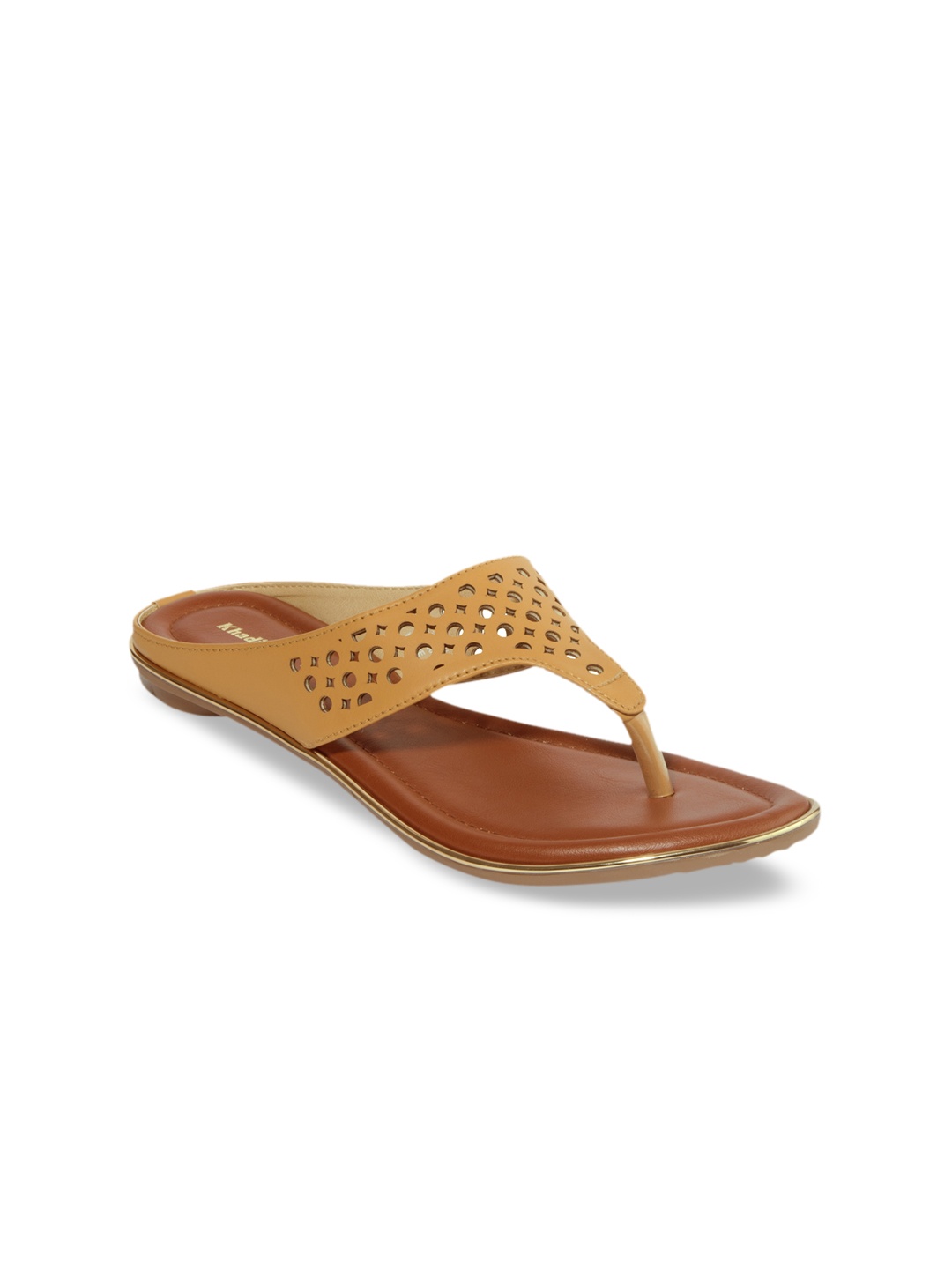

Khadims Women Beige Textured Open Toe Flats with Laser Cuts