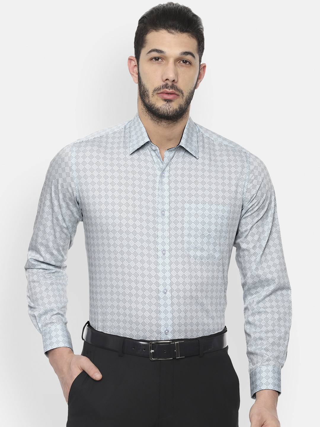 

Louis Philippe Men Blue & Black Slim Fit Printed Formal Shirt