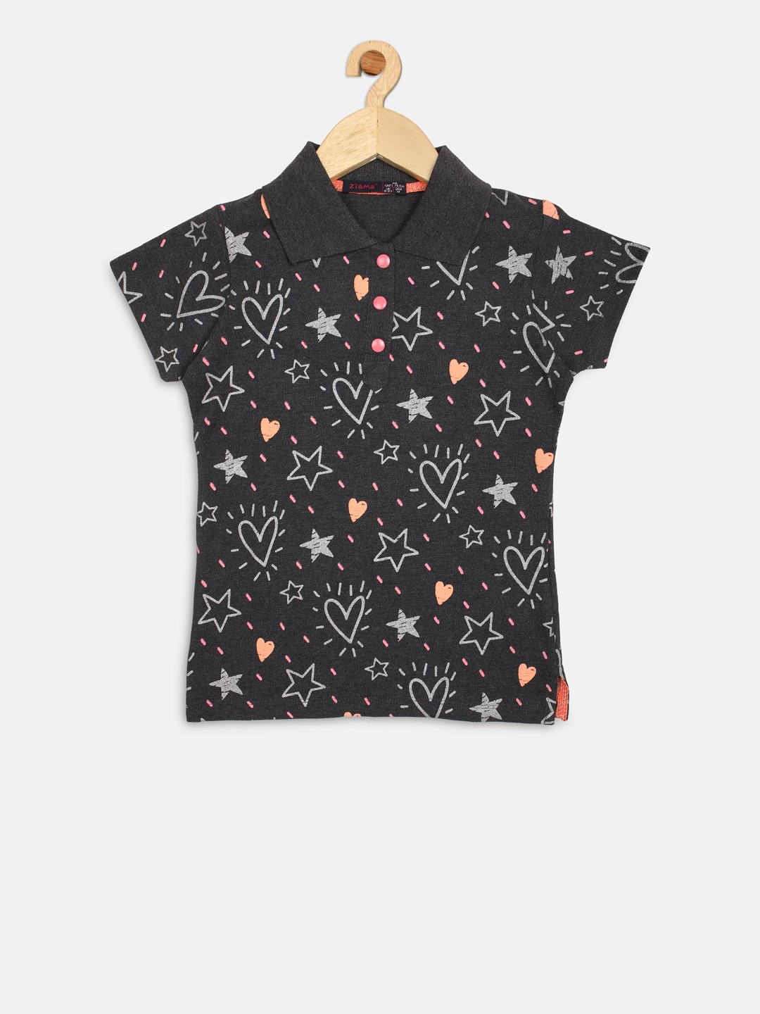 

Ziama Girls Charcoal Printed Top
