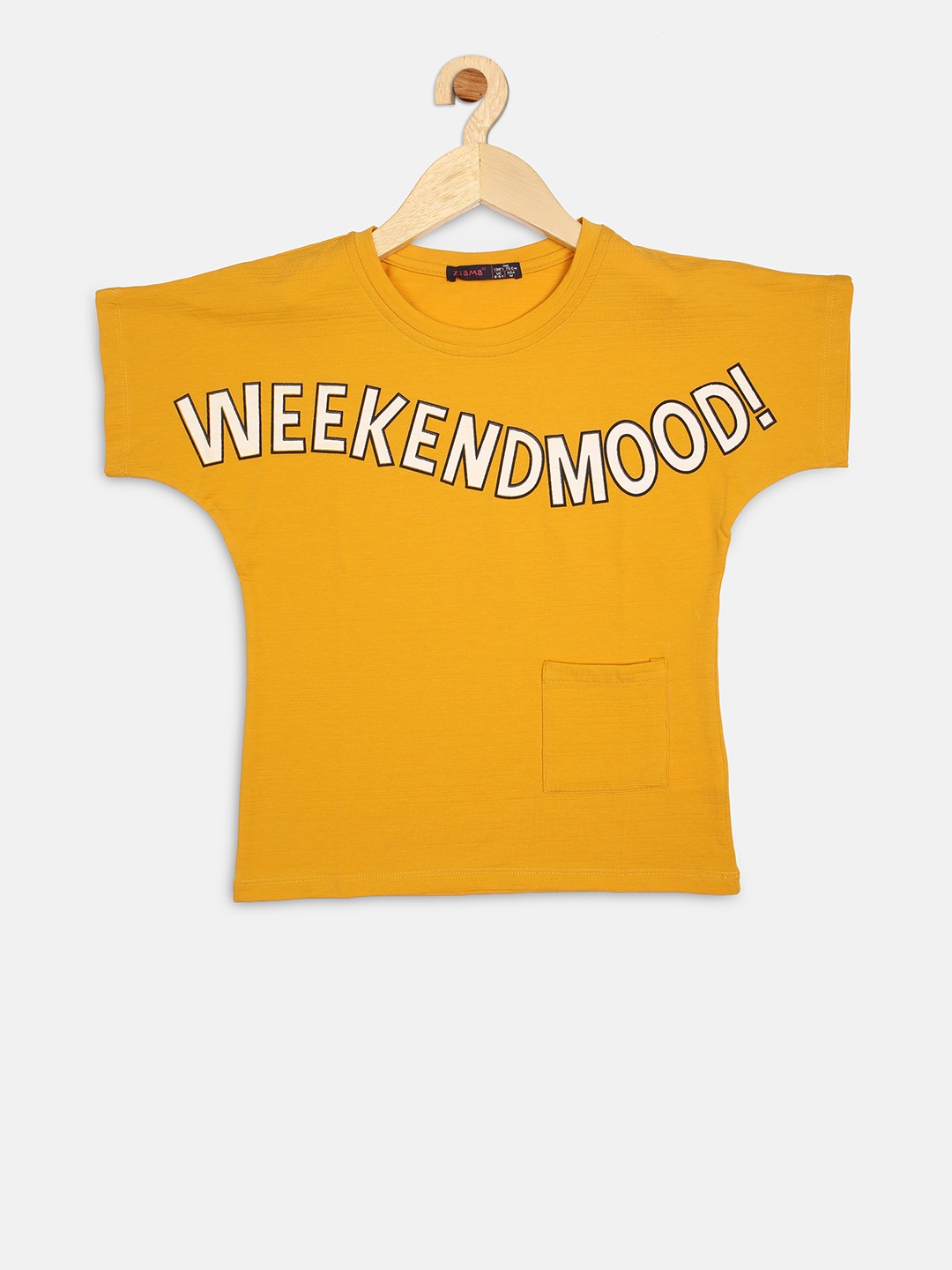 

Ziama Girls Mustard Yellow Printed Top