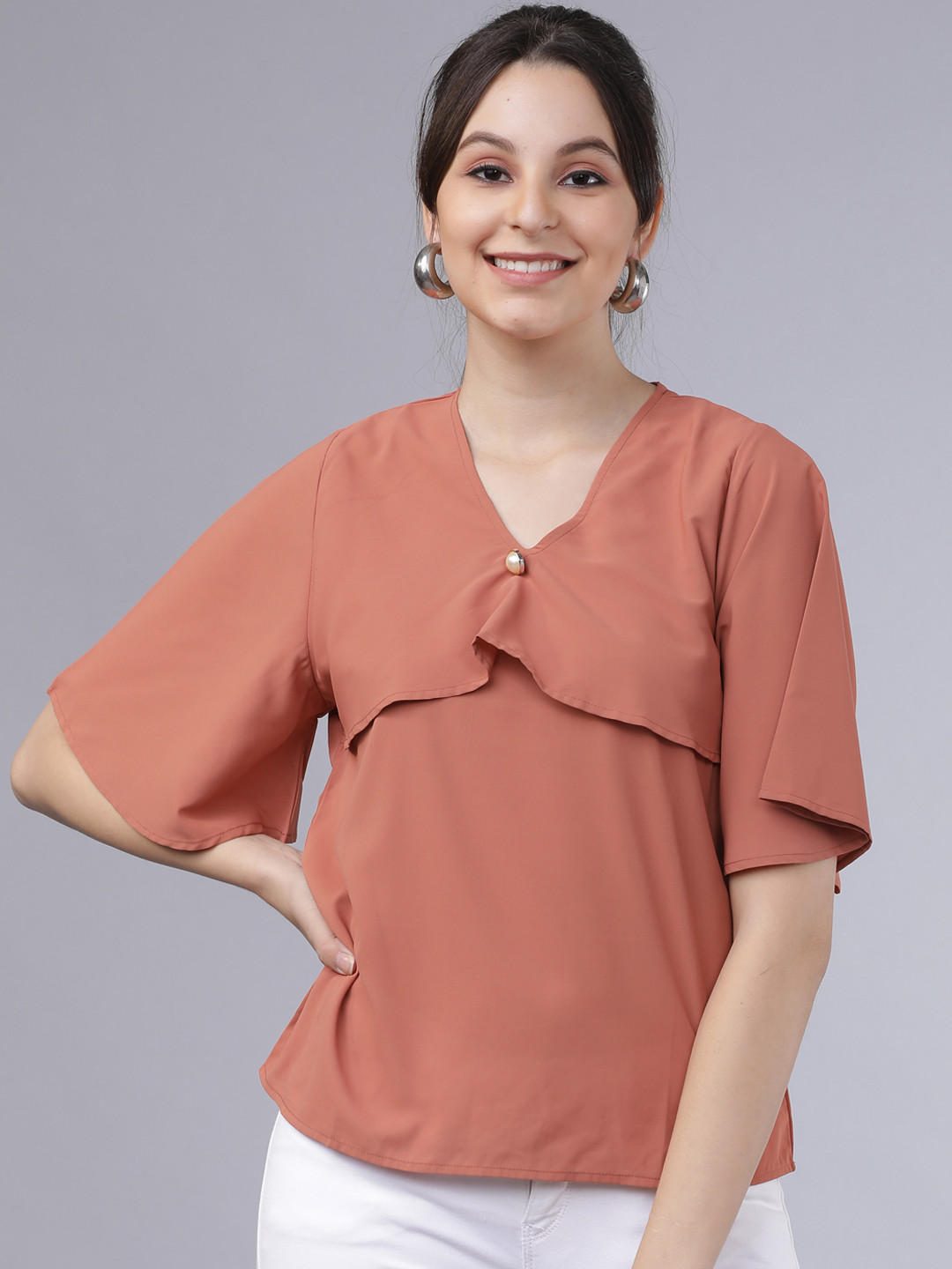 

Tokyo Talkies Women Mauve Solid Layered Top