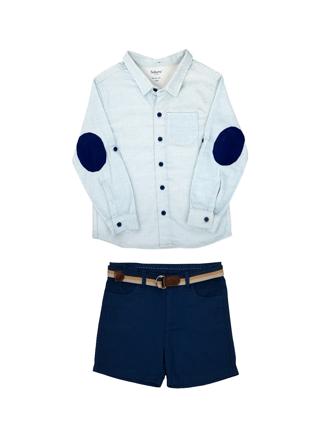 

Softsens Boys Blue Solid Sustainable Shirt with Shorts