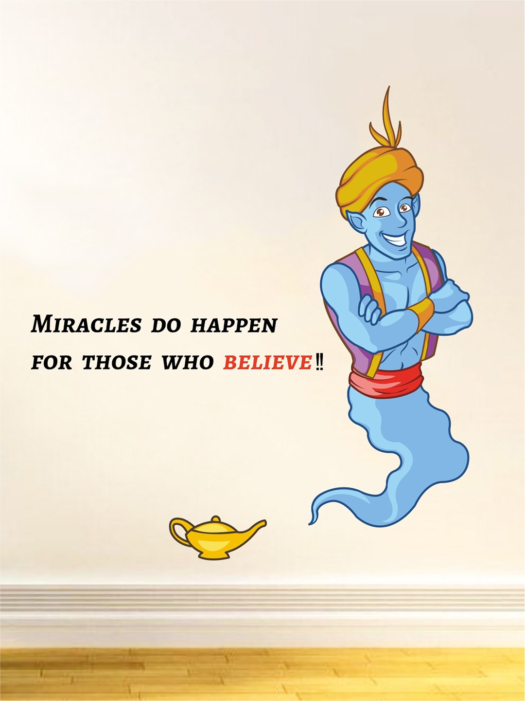 rawpockets Multicoloured Aladdin and Lamp with Quotes Wall Stickers, Multi