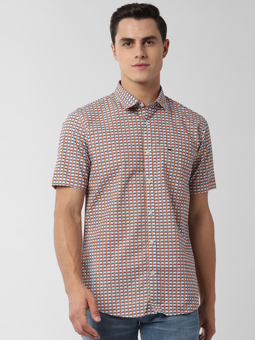 

Peter England Casuals Men Multicoloured Slim Fit Printed Viroblock Casual Shirt, Multi