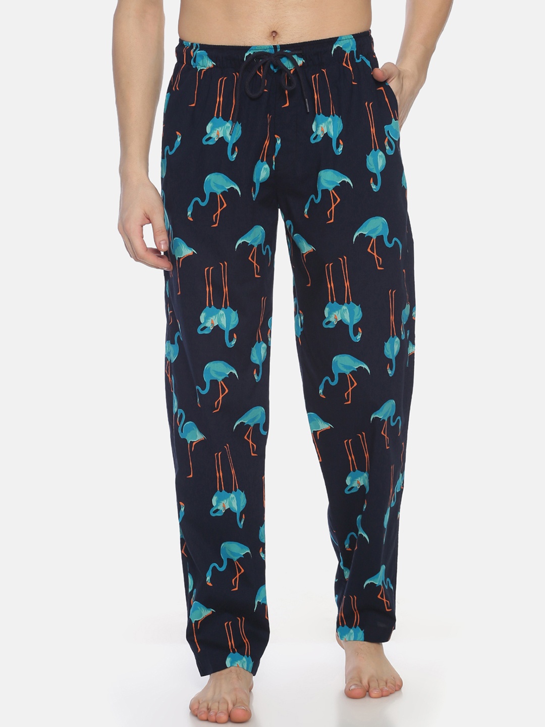 

Bene Kleed Men Navy Blue Tropical Print Lounge Pants