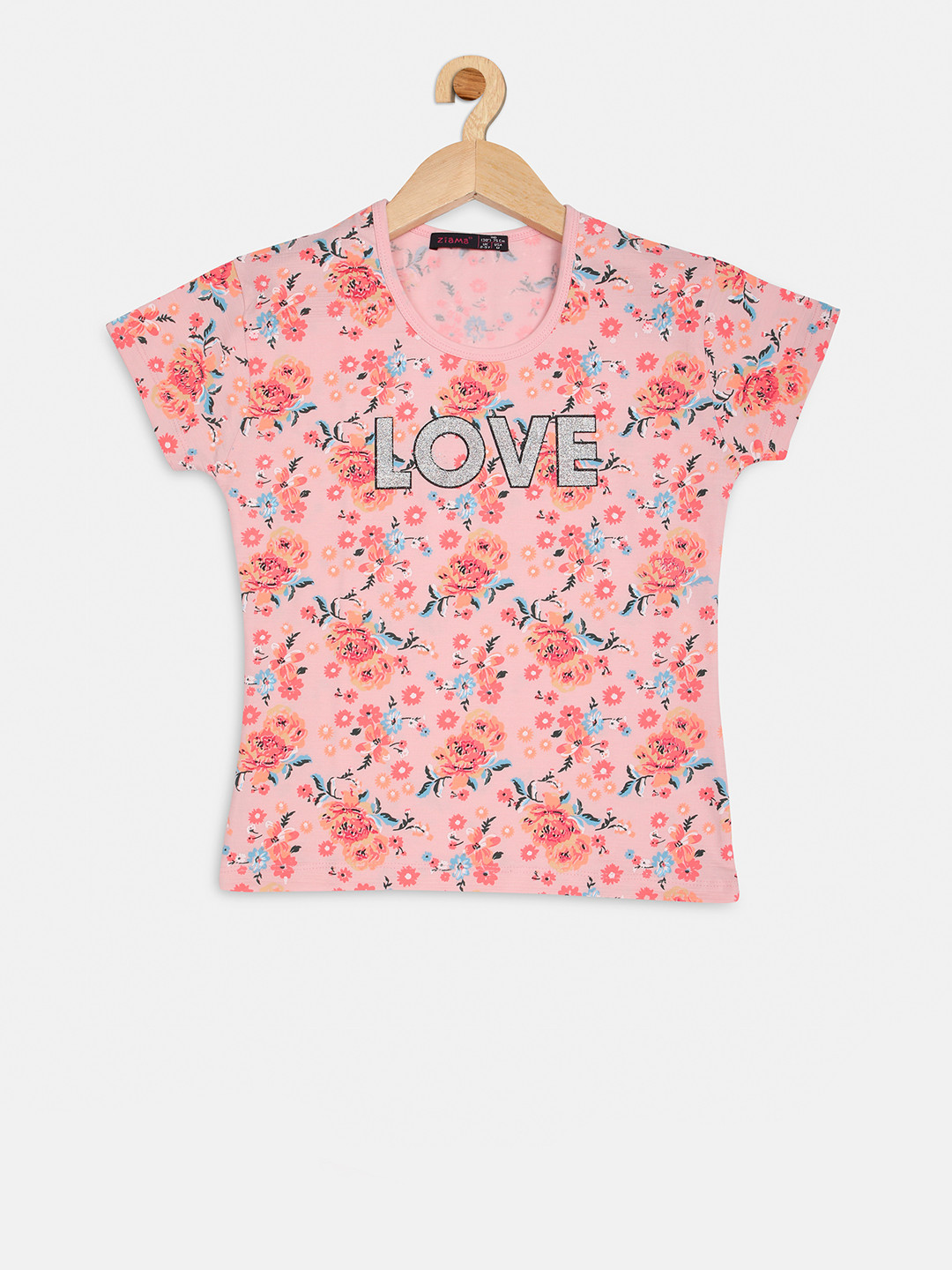 

Ziama Girls Pink & Blue Printed Top