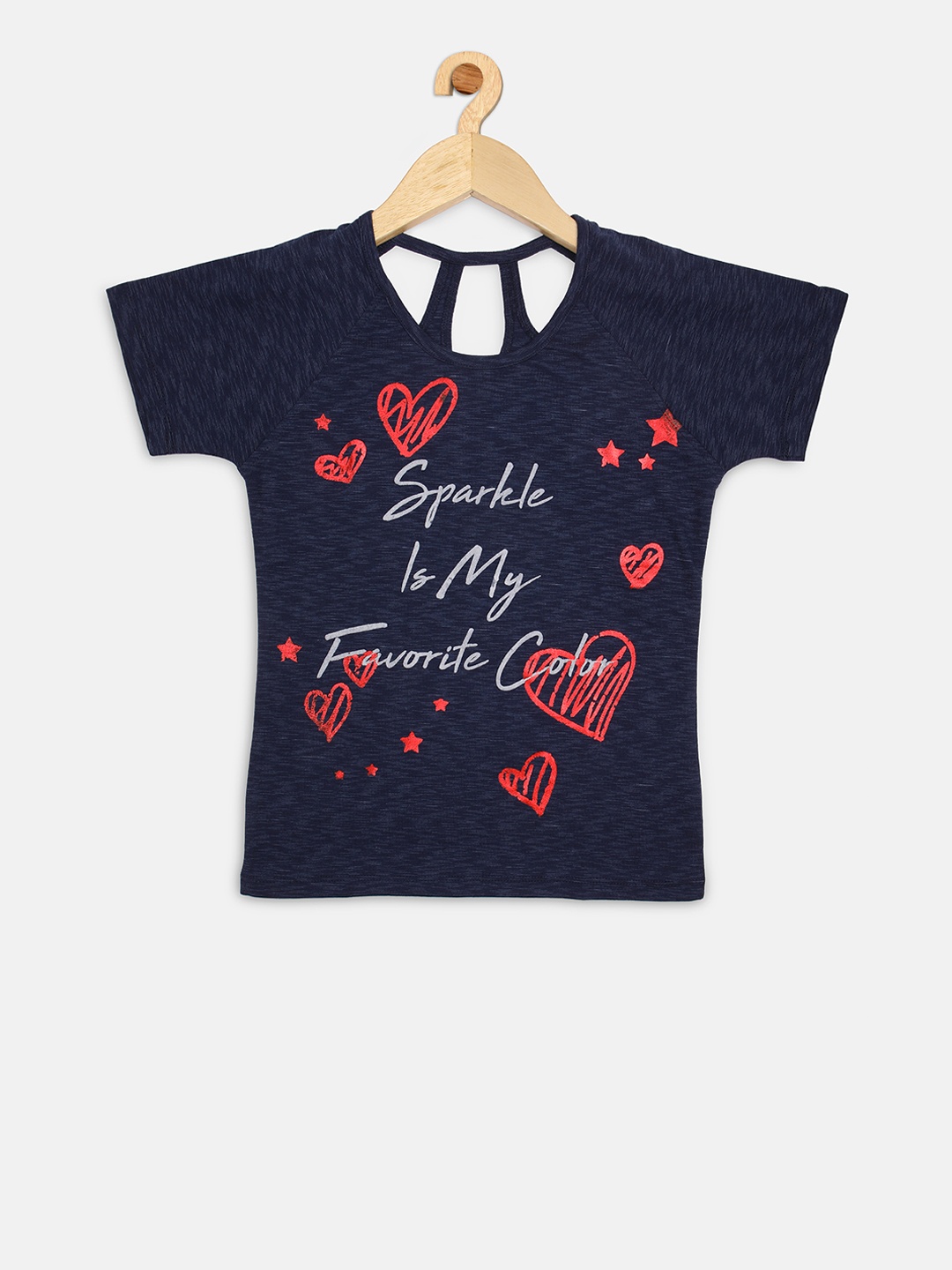 

Ziama Girls Navy Blue Printed Top