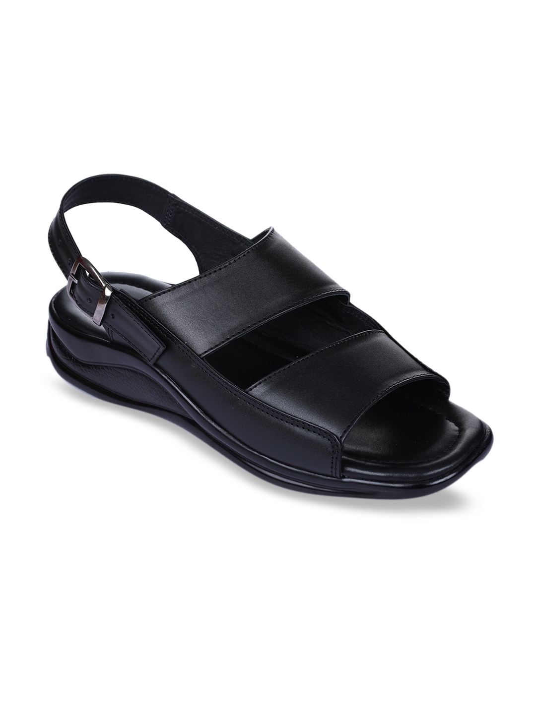 

Liberty Men Black Leather Comfort Sandals