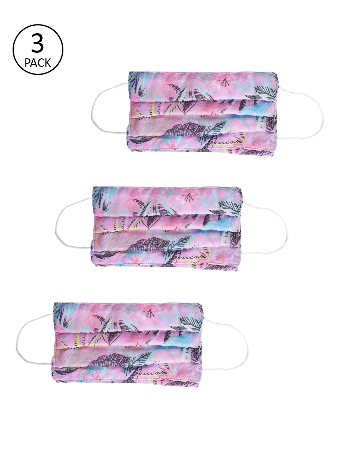 

Clovia Unisex 3 Pcs Reusable 3-Ply Scarf Fit Face Mask with Loops, Purple