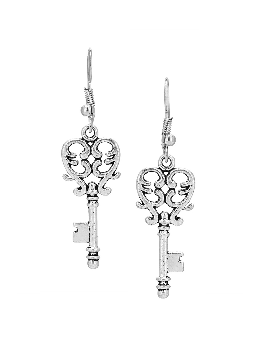 

Adwitiya Collection 24 CT Silver-Plated Quirky Drop Earrings