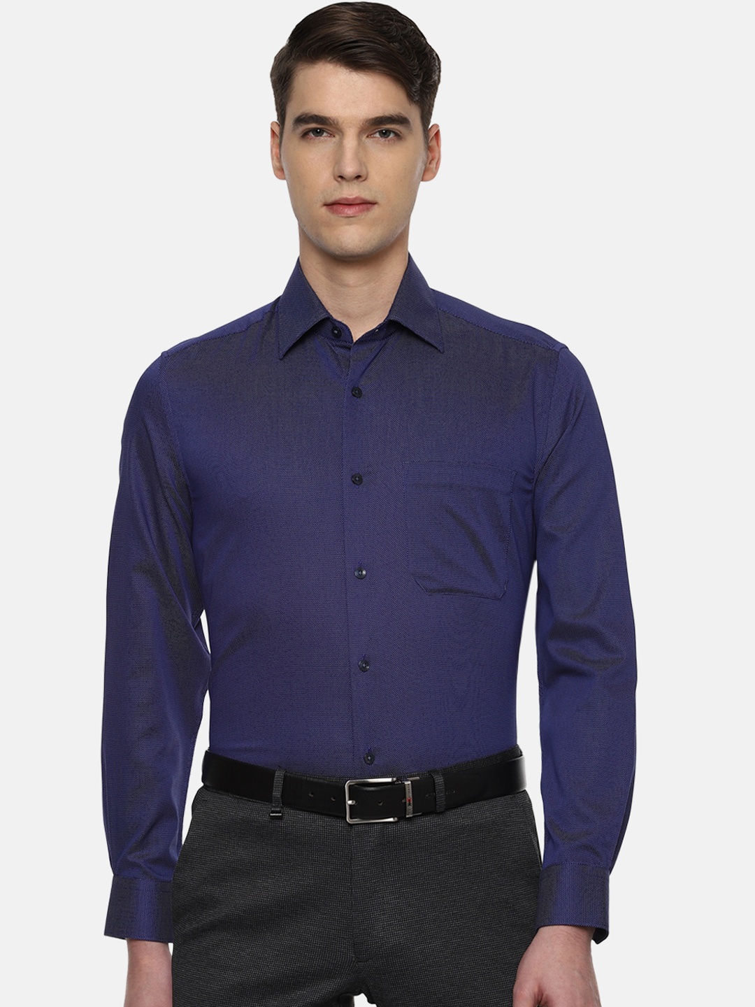 

Louis Philippe Men Navy Blue Regular Fit Solid Formal Shirt