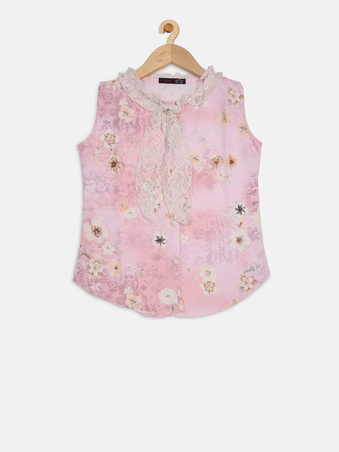 

Ziama Girls Pink Printed Top