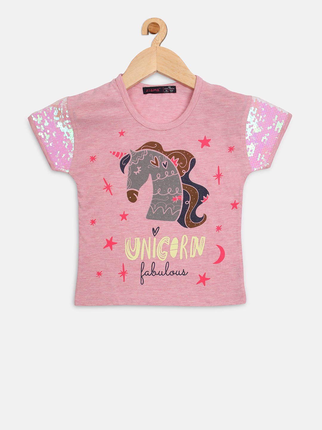

Ziama Girls Pink Unicorn Printed Top