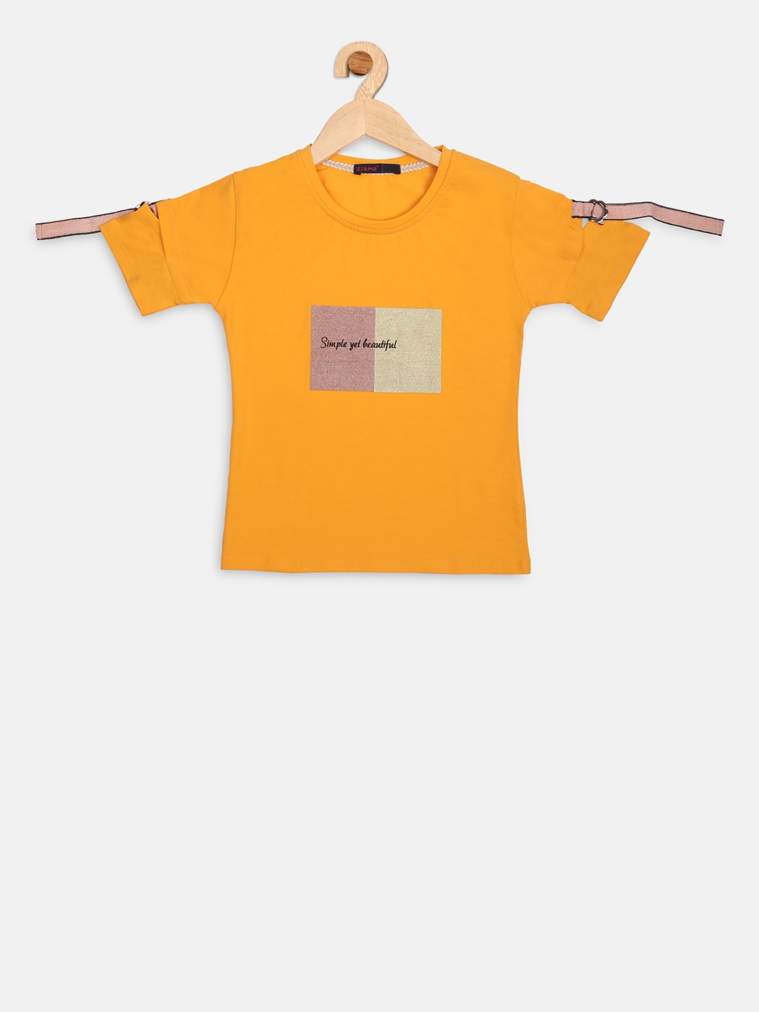 

Ziama Girls Yellow Printed Top