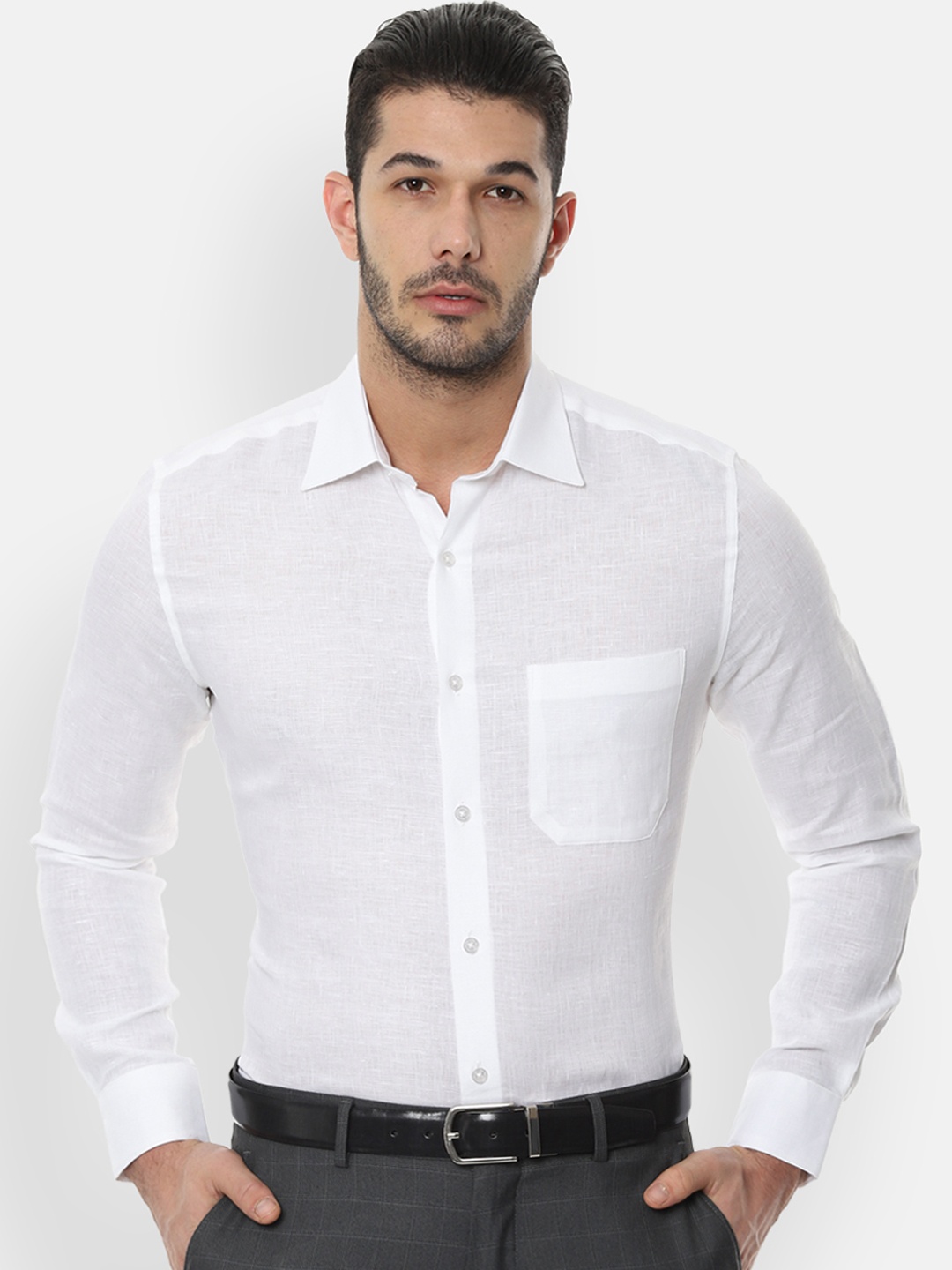 

Louis Philippe Men White Regular Fit Solid Formal Shirt