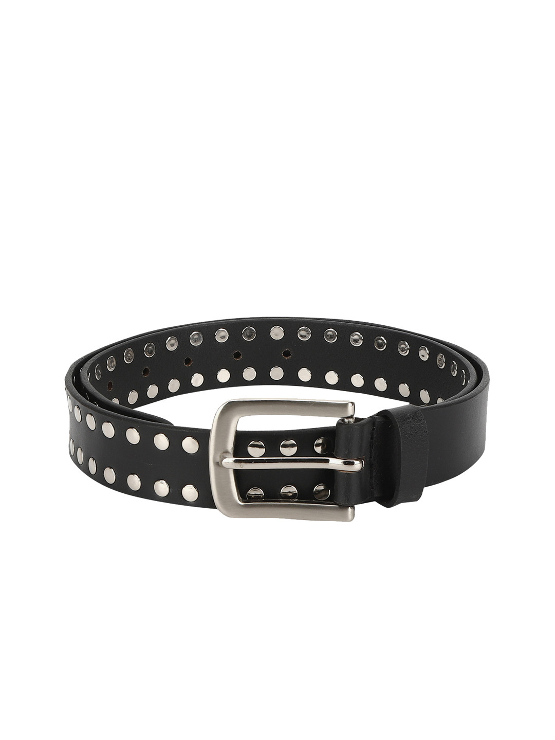 

Aditi Wasan Men Black Embellished Leather Belt