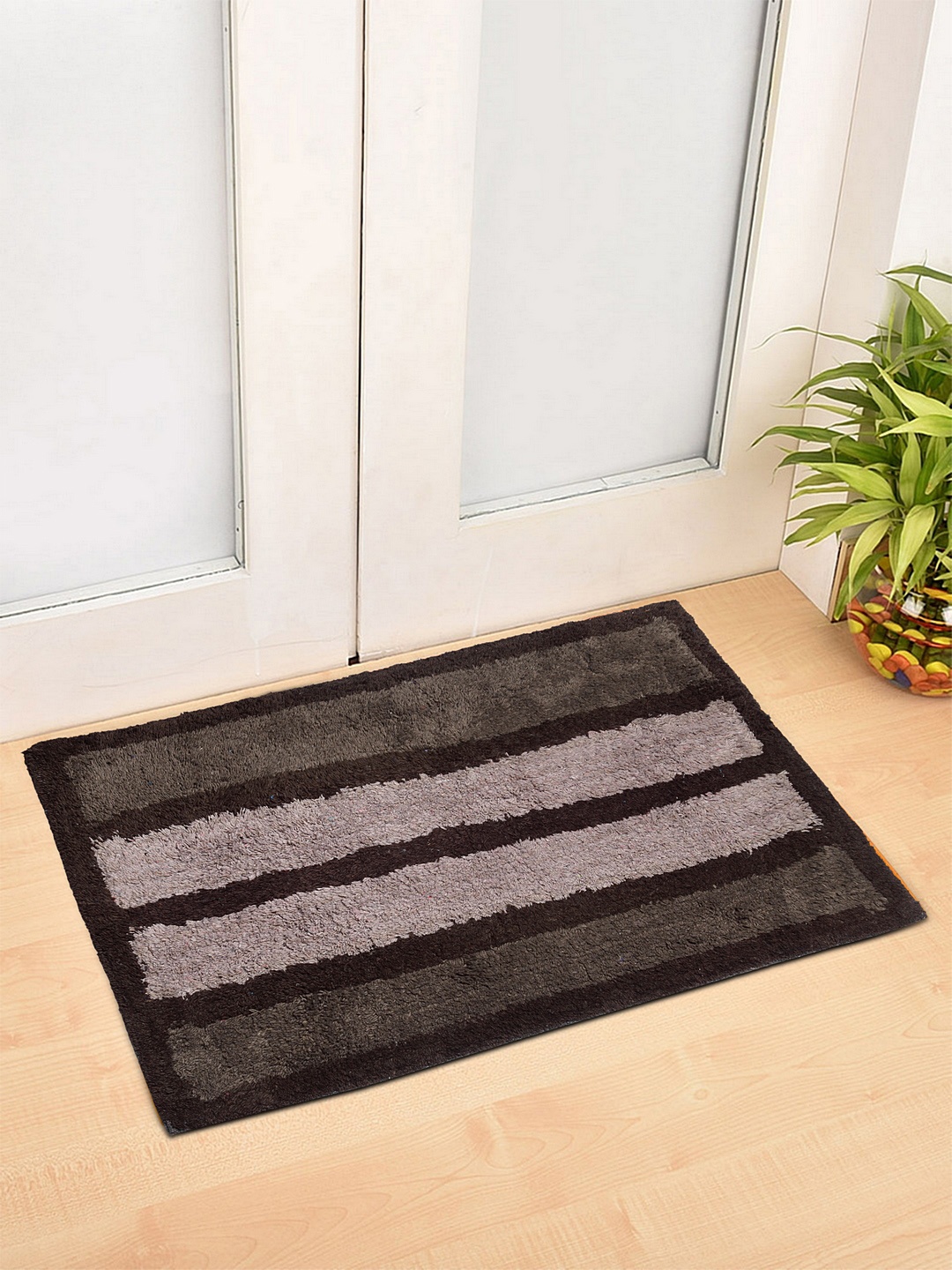 

HOSTA HOMES Brown & Grey Colourblocked King Size Multipurpose Anti-Skid Doormat