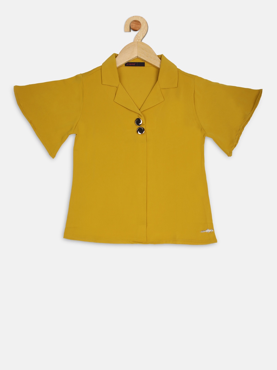 

Ziama Girls Mustard Yellow Solid Shirt Style Top