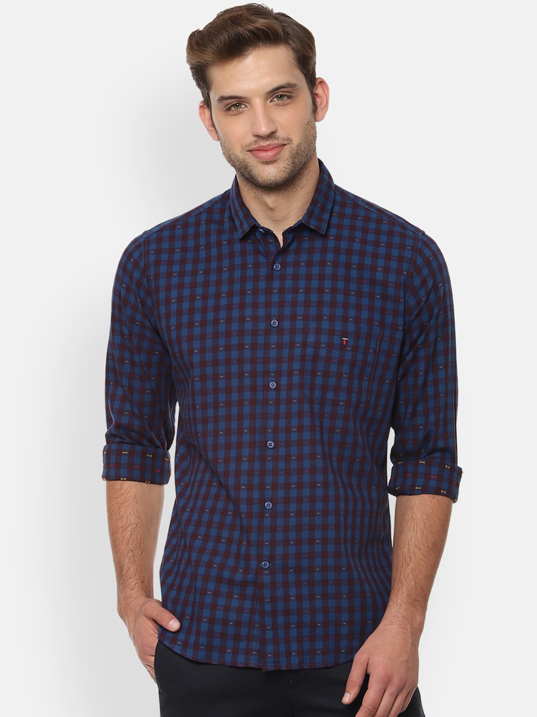 

Louis Philippe Sport Men Navy Blue Slim Fit Checked Casual Shirt