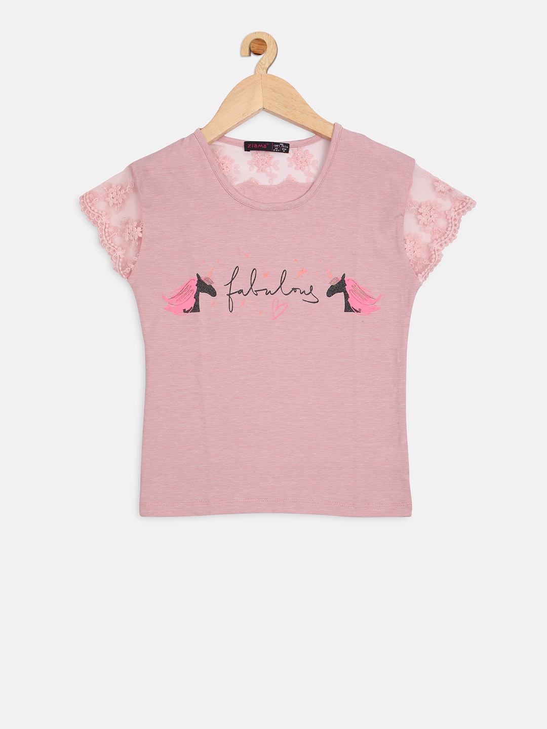 

Ziama Girls Mauve & Black Printed Top