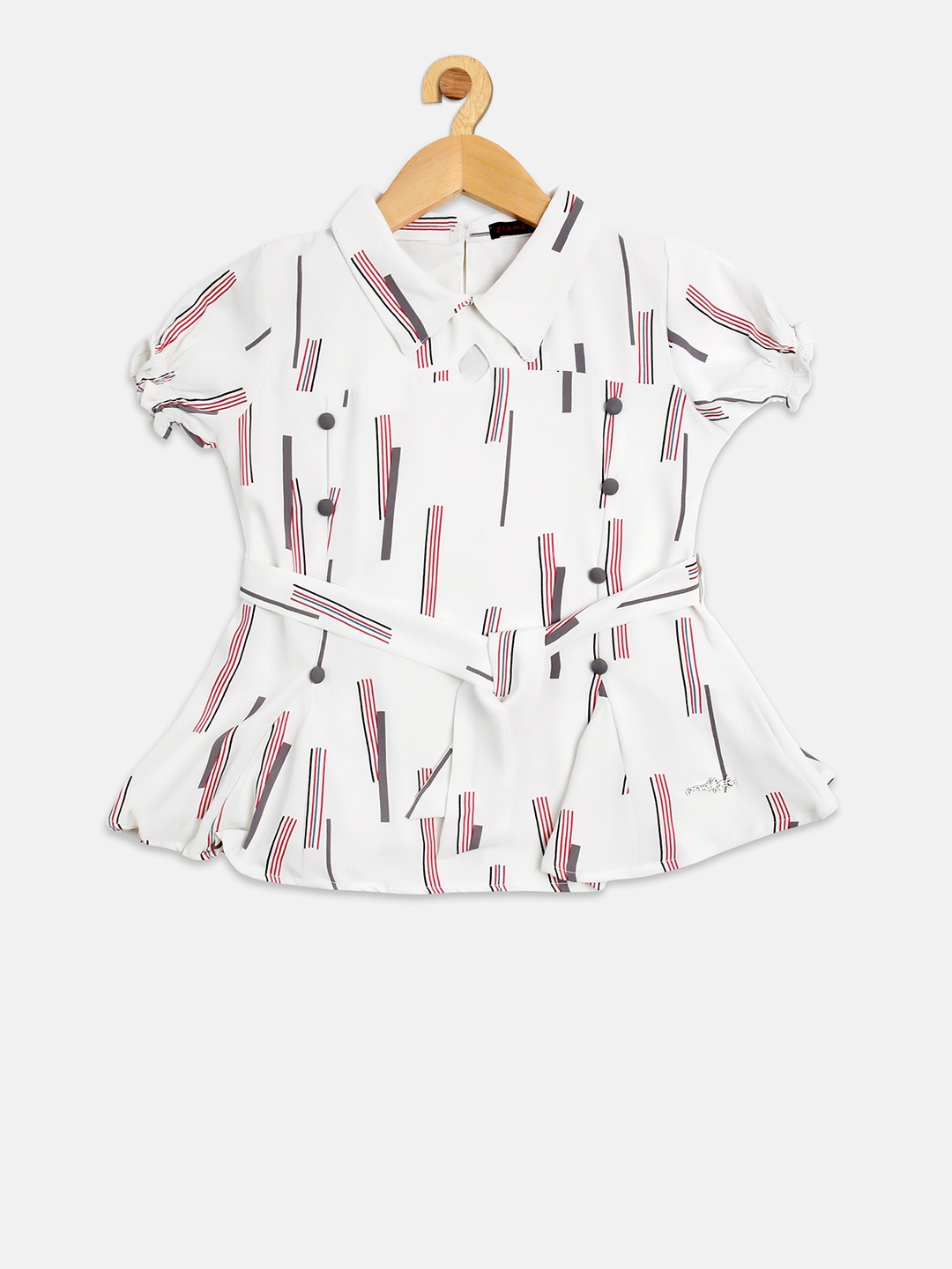 

Ziama Girls White Printed A-Line Top