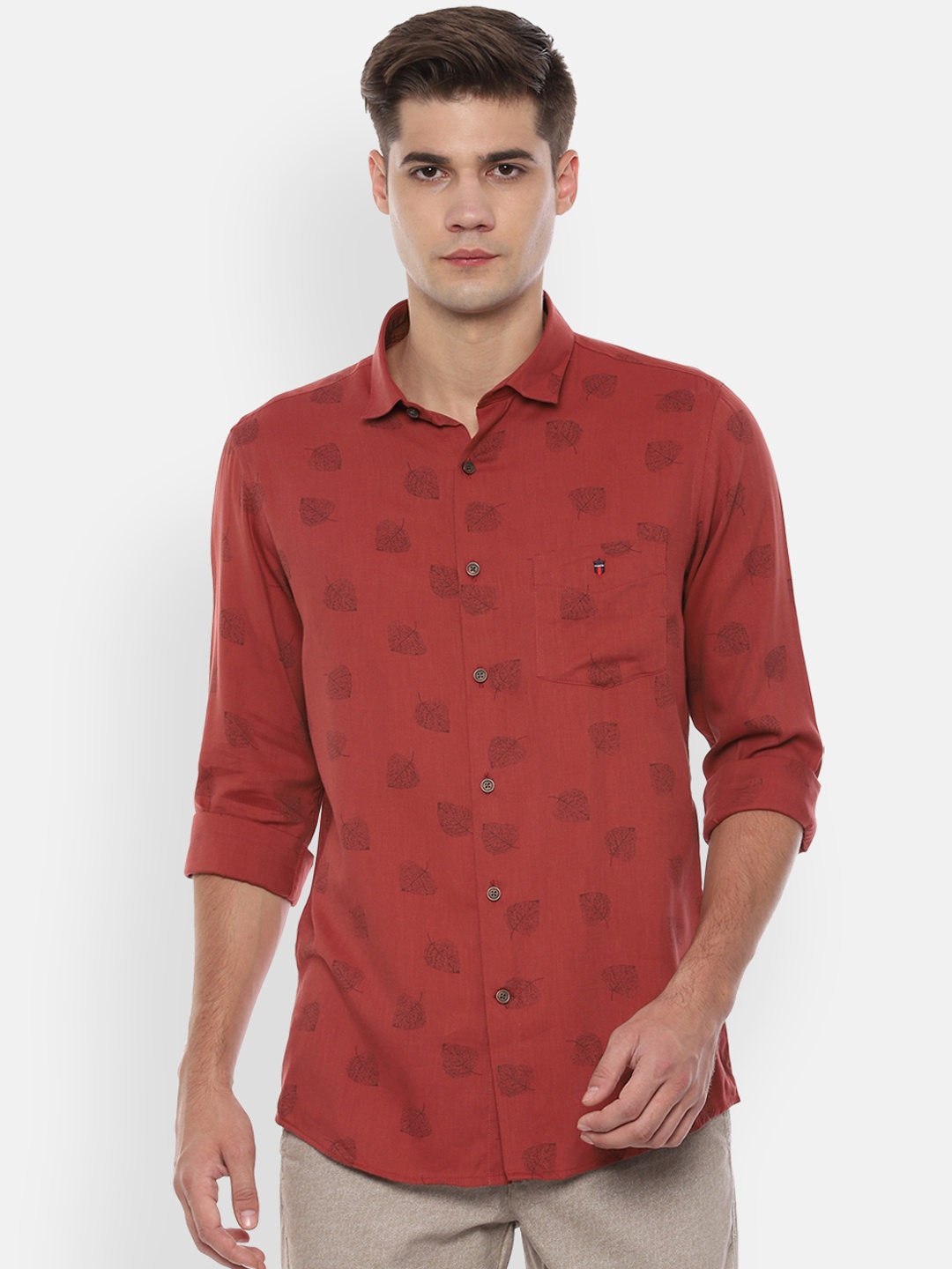 

Louis Philippe Sport Men Maroon Slim Fit Printed Casual Shirt