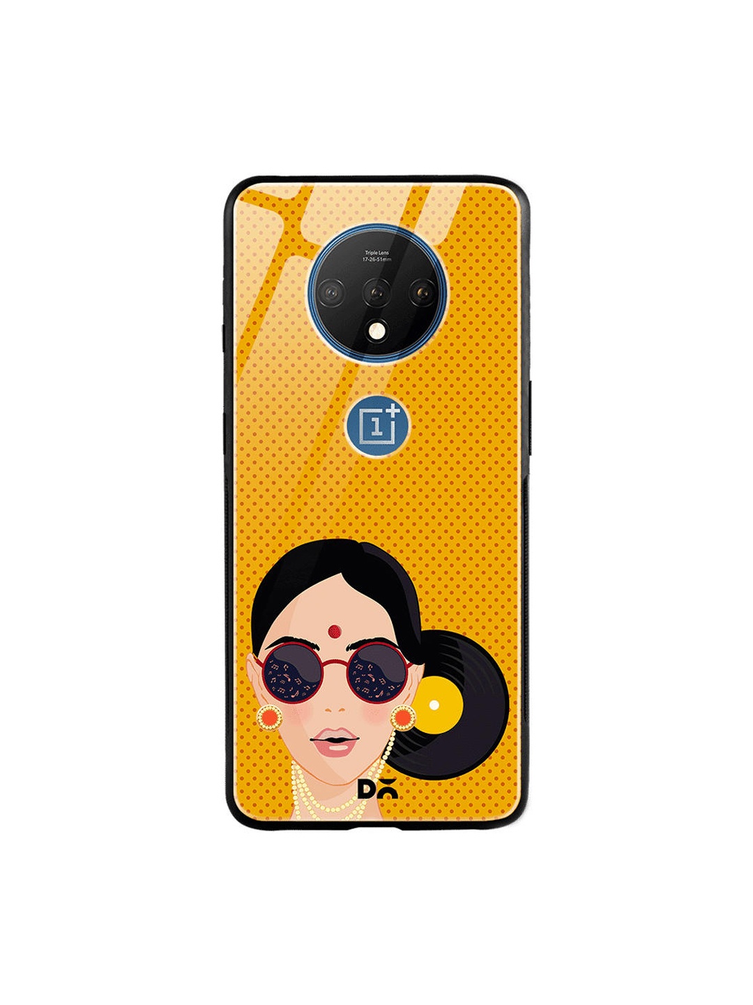 

DailyObjects Mustard Yellow & Black Disk Bun OnePlus 7T Glass Case