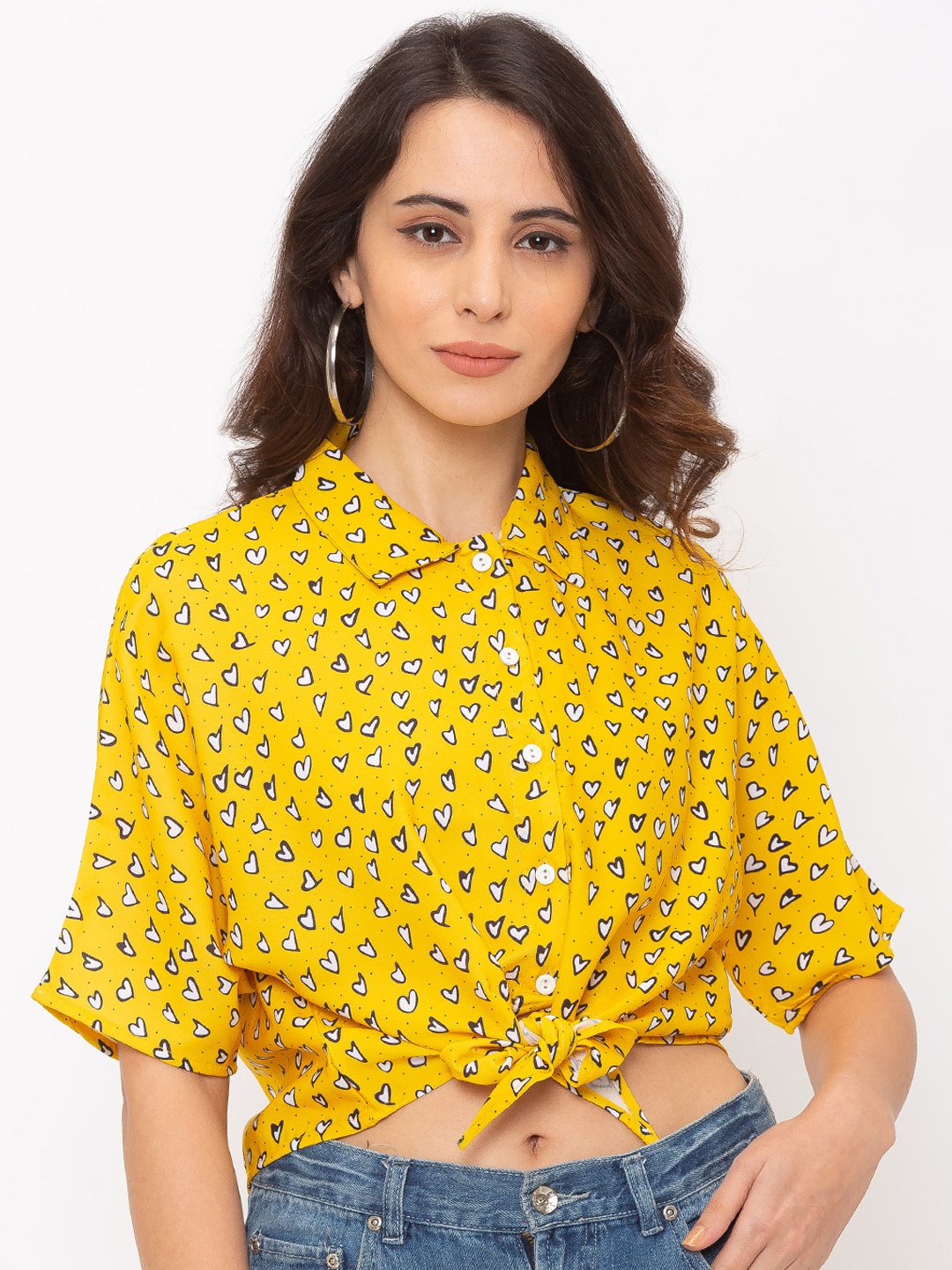 

Globus Women Yellow Regular Fit Printed Casual Shirt