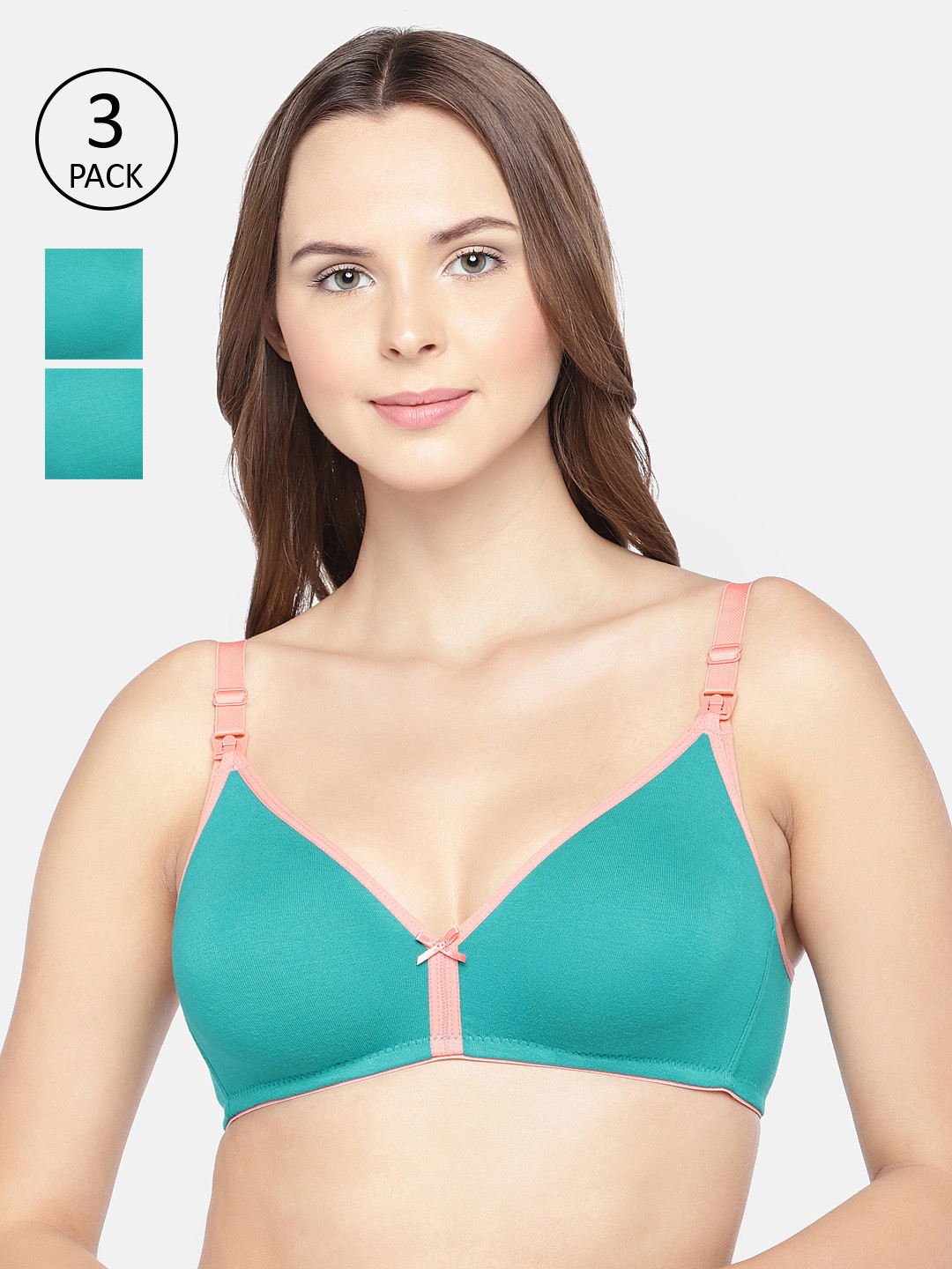 

Inner Sense Organic Cotton Antimicrobial Soft Nursing Bra(Pack of 3) IMBC006B_6B_6B, Green