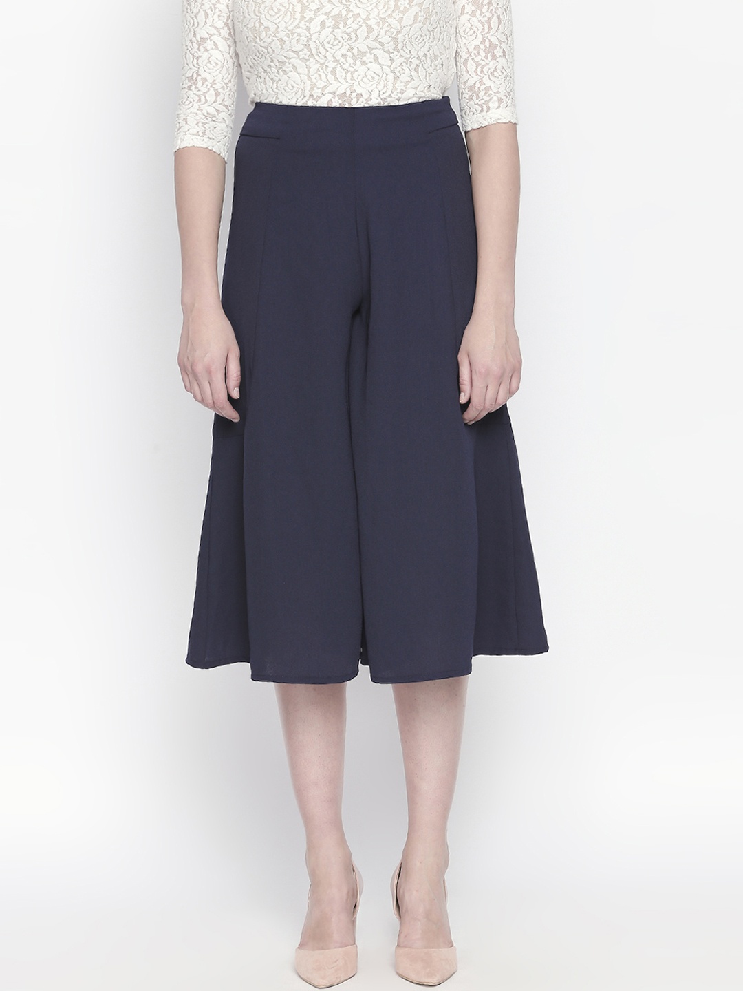 

Forever Glam by Pantaloons Women Navy Blue Regular Fit Solid Culottes