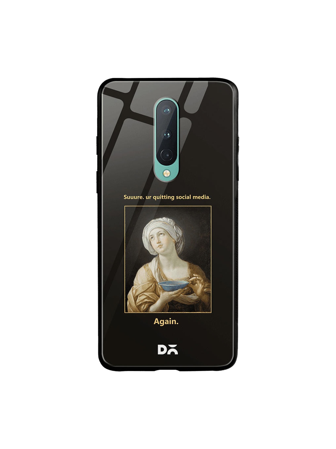 DailyObjects Black & Beige Social Media OnePlus 8 Glass Case