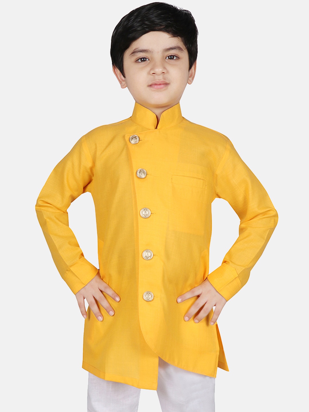 

SG YUVRAJ Boys Yellow Solid Straight Kurta