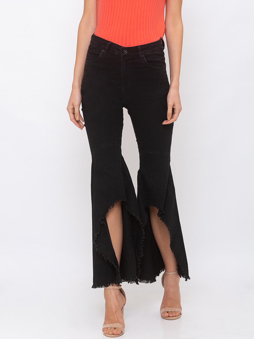 

Globus Women Black Flared High-Rise Clean Look Jeans