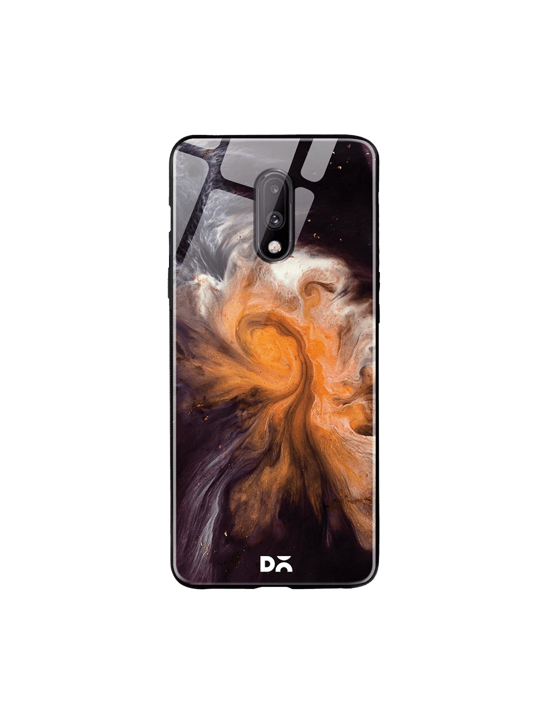 

DailyObjects Black & Orange Marble Galaxy OnePlus 7 Glass Case