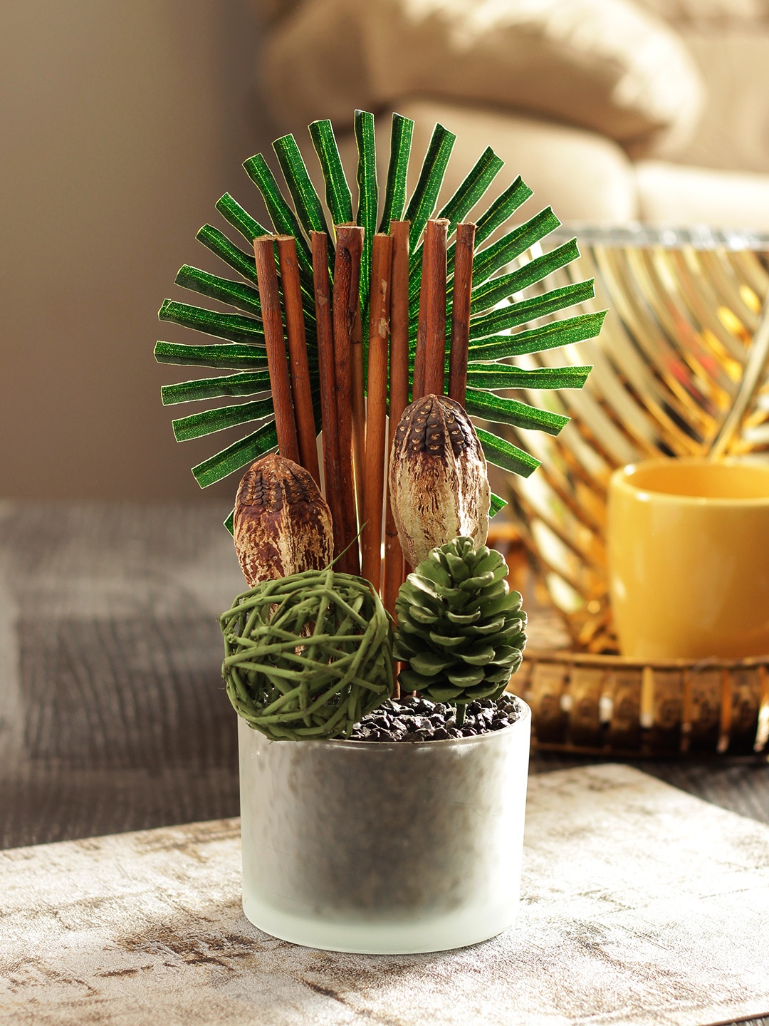 HomeTown Green & Brown Flora Artificial Plant with Pot