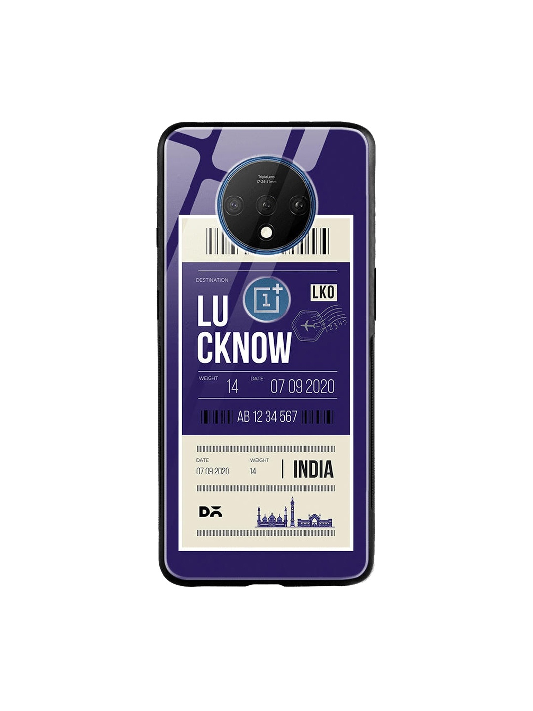 

DailyObjects Blue & White Lucknow City Tag OnePlus 7T Glass Cover