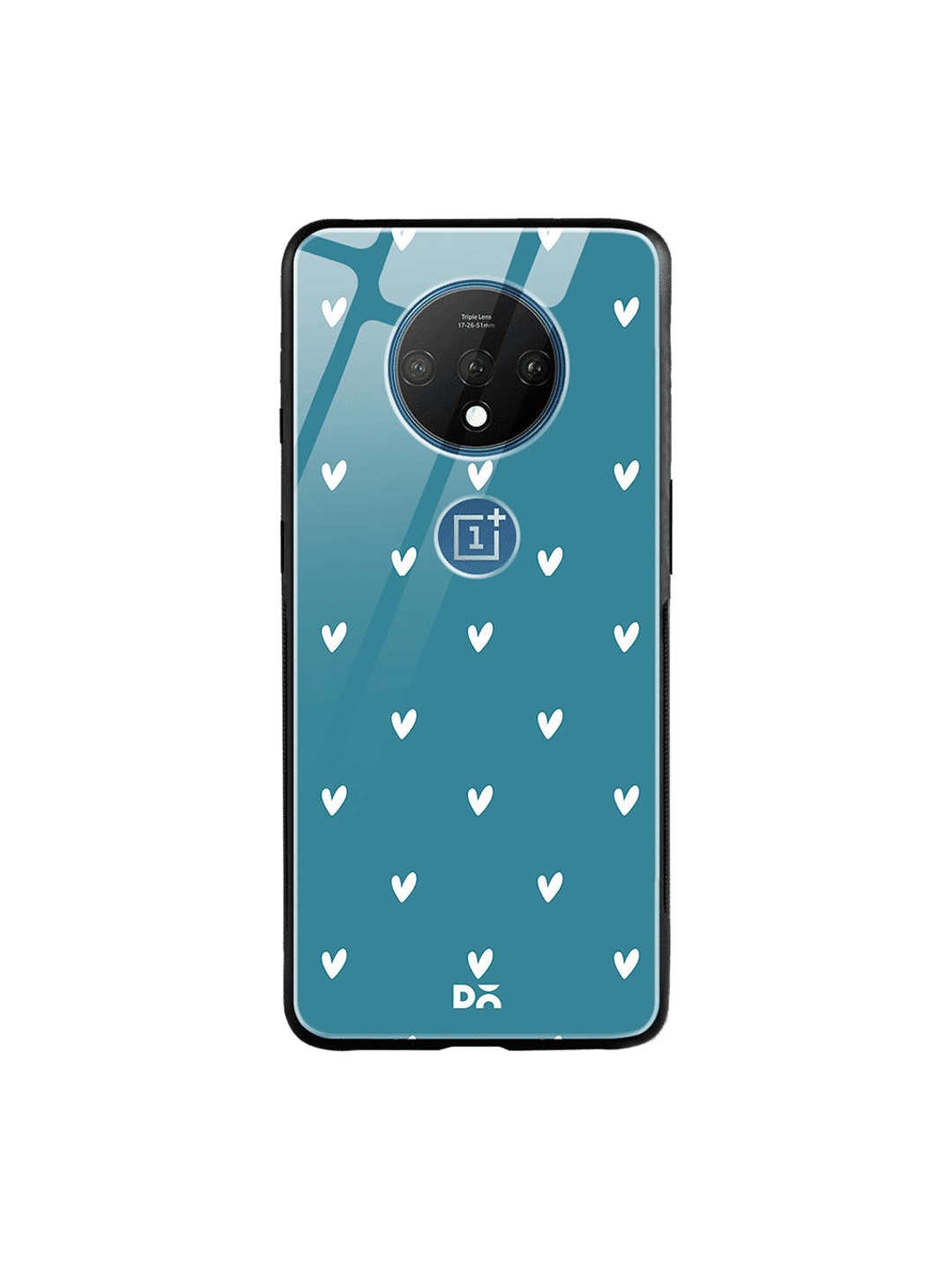 DailyObjects Teal Blue & White Bundle Heart OnePlus 7T Glass Case