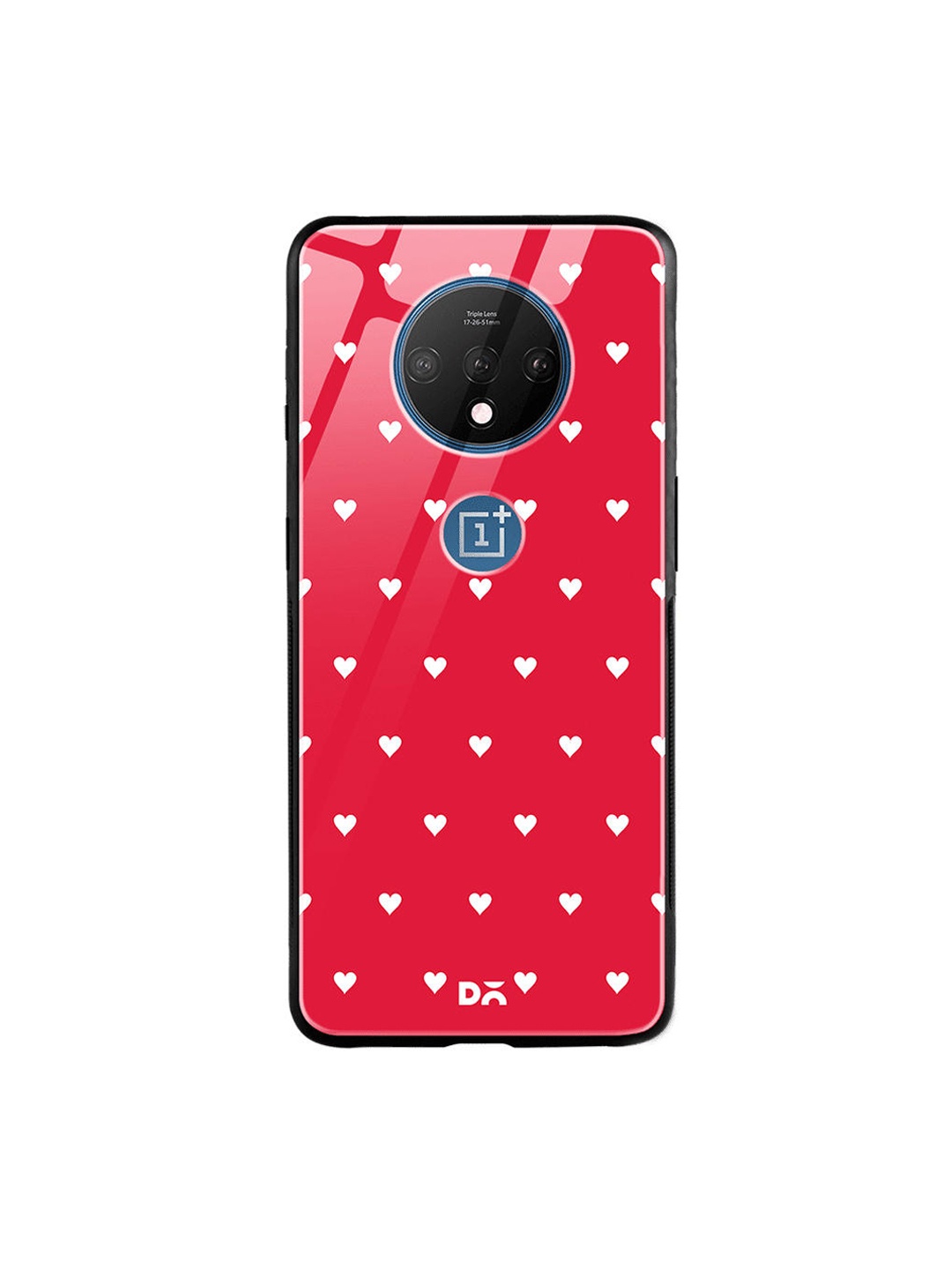 

DailyObjects Red & White Rose Hearts OnePlus 7T Glass Case