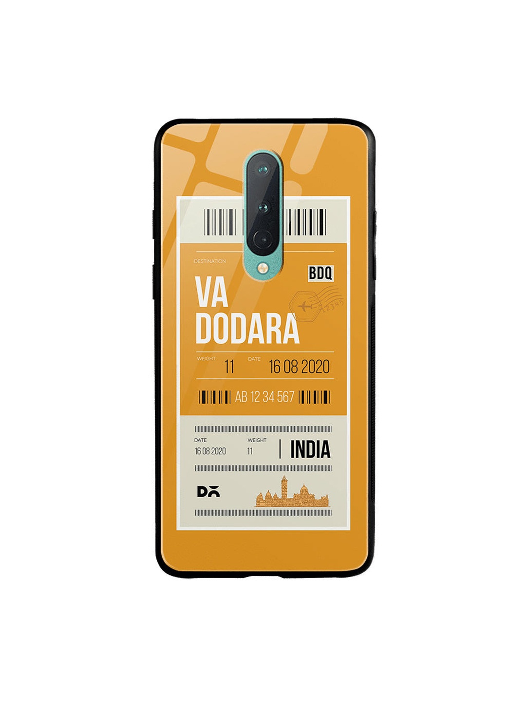 

DailyObjects Mustard Yellow & Beige Vadodara City Tag OnePlus 8 Glass Mobile Case