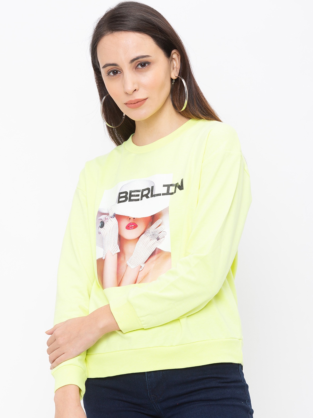 

Globus Women Fluorescent Green Printed Sweatshirt